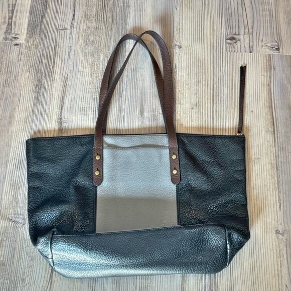 Fossil Jenna Color Block Pebbled Leather Shoulder Bag Tote - Picture 3 of 9